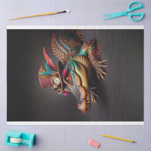 Levendige Steampunk Alligator Decoupage Tissuepapier (Craft)