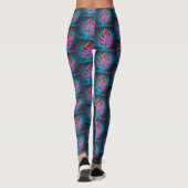 Levendige Sterke Rood & Blauw Neon Design Leggings (Achterkant)