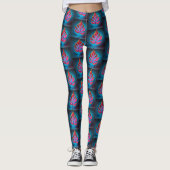 Levendige Sterke Rood & Blauw Neon Design Leggings (Voorkant)