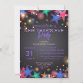 Levendige sterren en lichten op Black New Year's P Kaart (Voorkant)