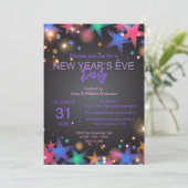 Levendige sterren en lichten op Black New Year's P Kaart (Staand voorkant)