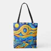 Levendige Sterren Kunstwerk Tote Bag (Achterkant)