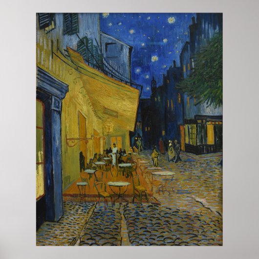 Levendige sterrennacht Caféterras Kunst van Van Go Poster (Voorkant)