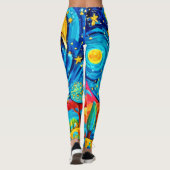 Levendige Sterrennacht stijl kunst Leggings (Achterkant)