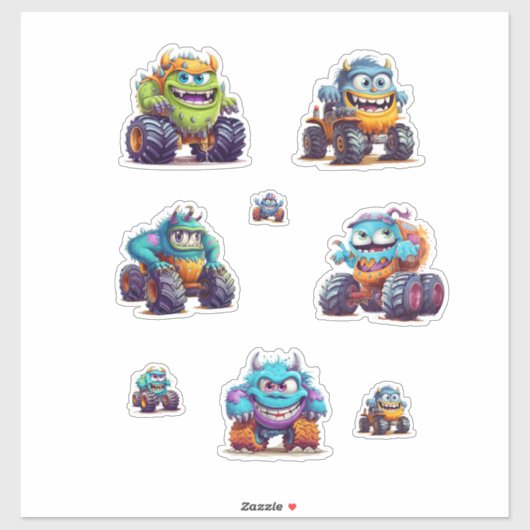 Levendige stickers voor monstertrucks (Vel)