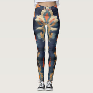 Levendige stijlvolle aardetinten patroon Ikat text Leggings