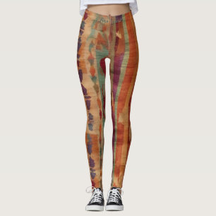 Levendige stijlvolle aardetinten patroon Ikat text Leggings