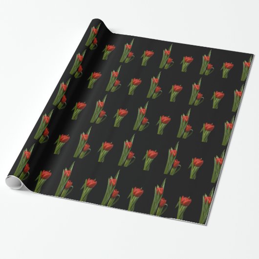 Levendige, stijlvolle rode tulpdrager cadeaupapier (Uitgerold)