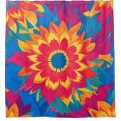 Levendige stijlvolle veelkleurige sierbloemen douchegordijn (Voorkant)