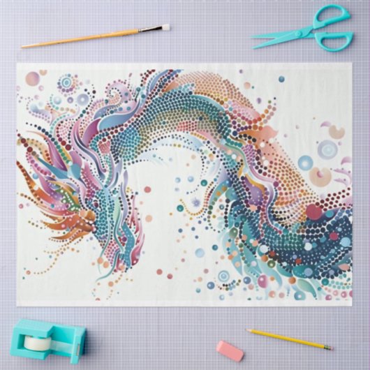 Levendige stip geschilderd Dragon Decoupage Tissue Tissuepapier (Craft)