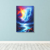 Levendige Stormy Sky Abstracte River Landscape Art Canvas Afdruk (Insitu (Houten vloer))