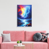 Levendige Stormy Sky Abstracte River Landscape Art Canvas Afdruk (Insitu (Woonkamer))