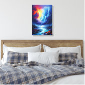 Levendige Stormy Sky Abstracte River Landscape Art Canvas Afdruk (Insitu (Slaapkamer))