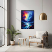 Levendige Stormy Sky Abstracte River Landscape Art Perfect Poster