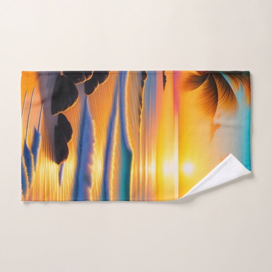 Levendige strandzonsondergang bad handdoek (Handdoek)