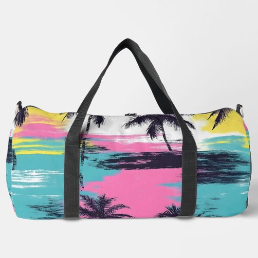 Levendige strandzonsondergang plunjezak (Voorkant)