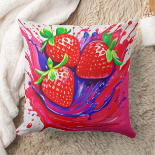 Levendige Strawberry Splash Kussen