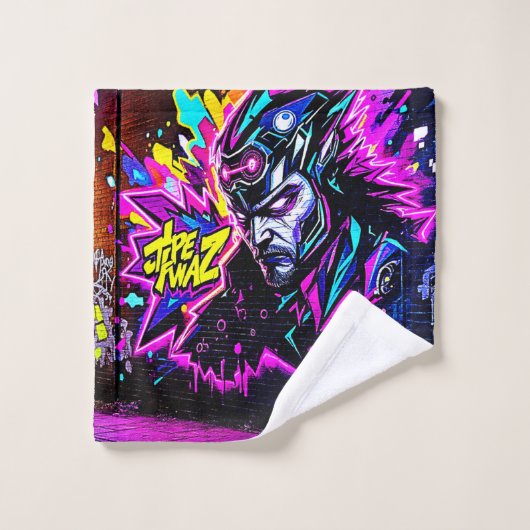 Levendige Street Art Glow Bad Handdoek (Wasdoekje)