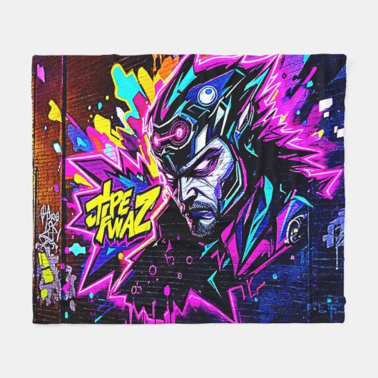 Levendige Street Art Glow Fleece Deken (Voorkant (Horizontaal))
