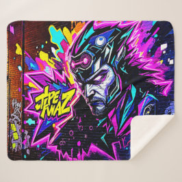 Levendige Street Art Glow Sherpa Deken