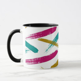 Levendige streken, turquoise, magenta en mosterdpa mok