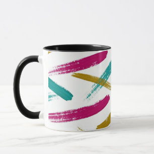 Levendige streken, turquoise, magenta en mosterdpa mok