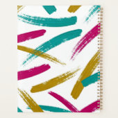 Levendige streken, turquoise, magenta en mosterdpa planner (Achterkant)