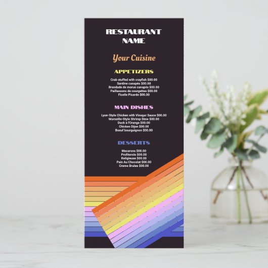 Levendige Strepen, Restaurant Slimline Menu (Staand voorkant)