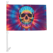 Levendige Stropdas-Dye Skull Car Flag