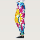 Levendige stropdas-kleurstof explosie in geel, roz leggings (Links)