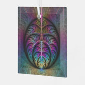 Levendige structuren Kleurrijke abstracte fractale Glas Ornament (Voorkant links)