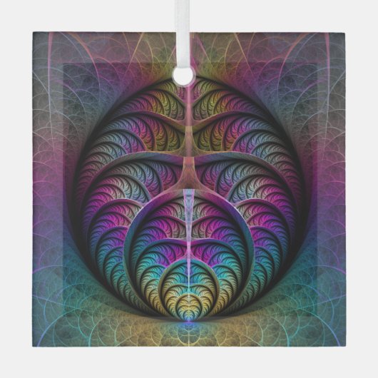 Levendige structuren Kleurrijke abstracte fractale Glas Ornament (Voorkant)