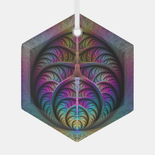 Levendige structuren Kleurrijke abstracte fractale Glas Ornament