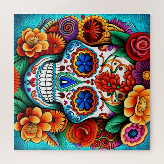 Levendige Sugar Skull Art Legpuzzel (Horizontaal)