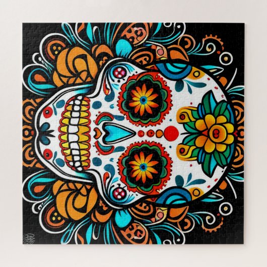 Levendige Sugar Skull viering Legpuzzel (Horizontaal)