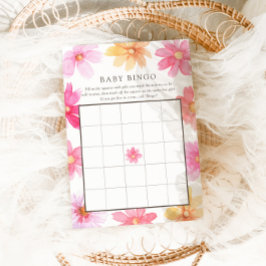 Levendige Summer Wildflower Baby Bingo Game Kaart