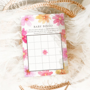 Levendige Summer Wildflower Baby Bingo Game Kaart