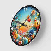  levendige Sunrise Butterfly Abstract Ronde Klok (Hoek)