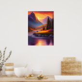 Levendige Sunrise Landscape Digitale download Poster (Keuken)