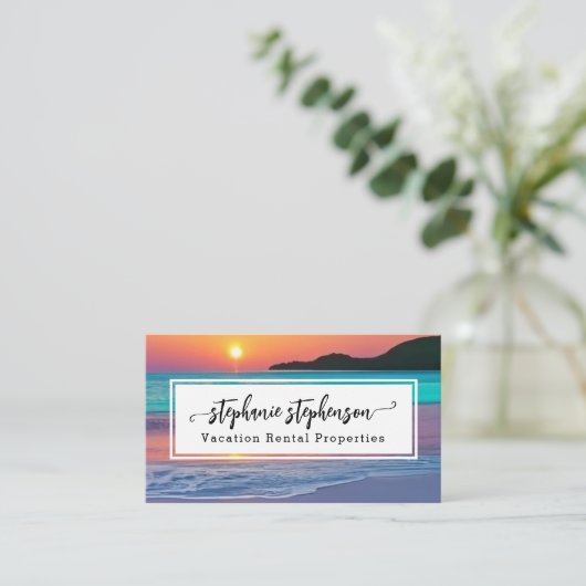 Levendige Sunset Beach Spa Reisvakantie Visitekaartje (Staand voorkant)