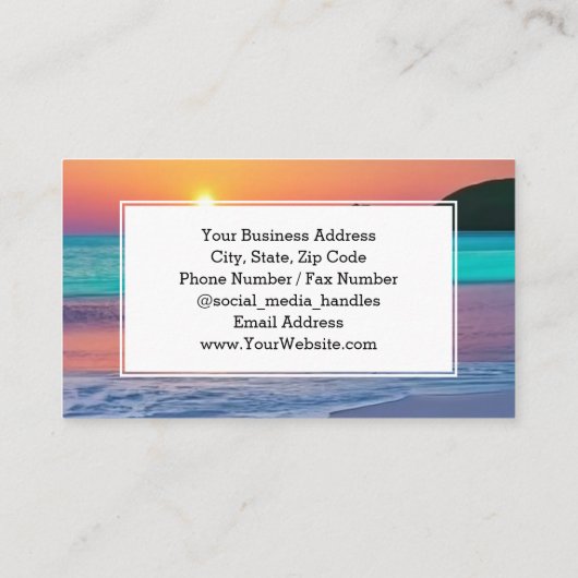 Levendige Sunset Beach Spa Reisvakantie Visitekaartje (Achterkant)