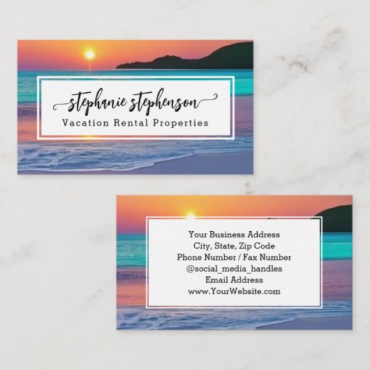 Levendige Sunset Beach Spa Reisvakantie Visitekaartje (Voorkant / Achterkant)