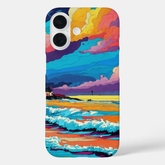 Levendige Sunset Beach Waves Artistiek Ontwerp Case-Mate iPhone Case (Achterkant)