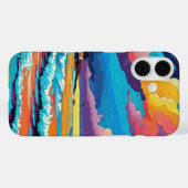Levendige Sunset Beach Waves Artistiek Ontwerp Case-Mate iPhone Case (Achterkant (horizontaal))