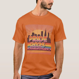 Levendige Sunset Cityscape Pride 2025 Tshirt