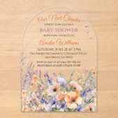 Levendige Sunset Floral Arch Baby shower Acryl Uitnodigingen (Voorkant)