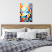 Levendige Sunset Floral Landschap Natuur Art Canvas Afdruk (Insitu (Slaapkamer))