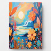 Levendige Sunset Floral Landschap Natuur Art Fotoplaat (voorkant)