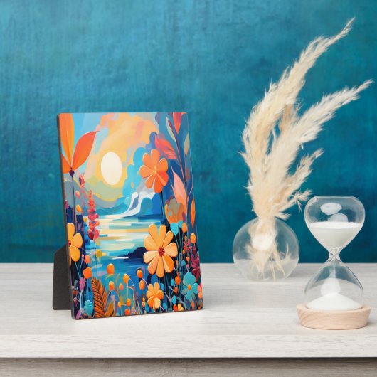 Levendige Sunset Floral Landschap Natuur Art Fotoplaat (Zijkant)