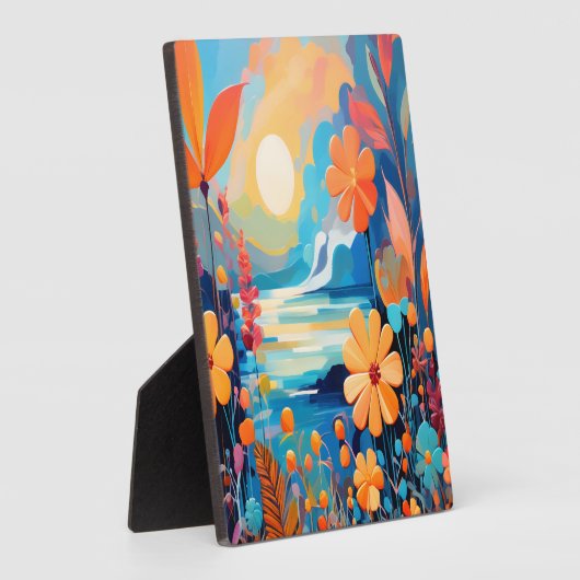Levendige Sunset Floral Landschap Natuur Art Fotoplaat (Zijkant)